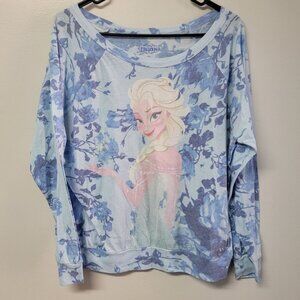 Disney Frozen Long Sleeve Tee Shirt Blue Elsa Youth Large Girls School‎